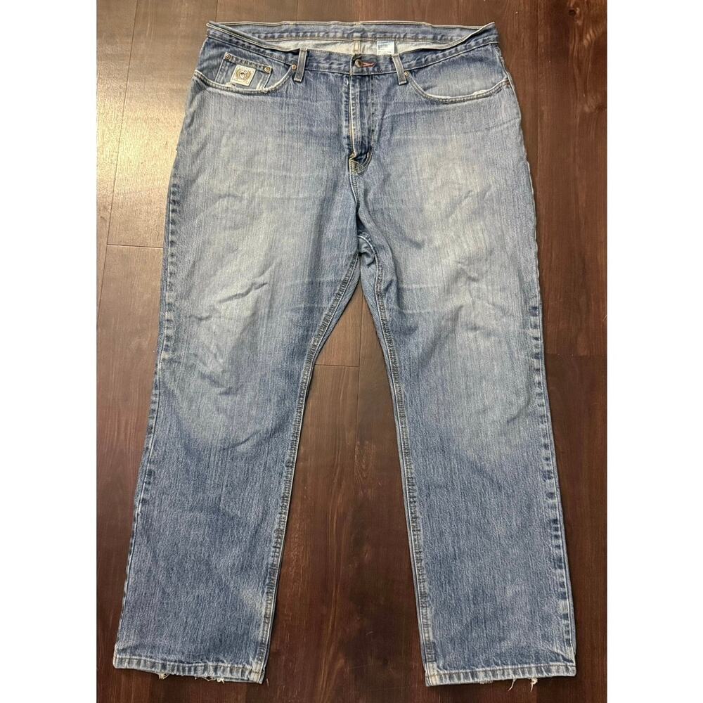 Cinch Up Men’s Relaxed Fit Jeans 42x32 Light Wash Distressed Raw Hem Denim Pants